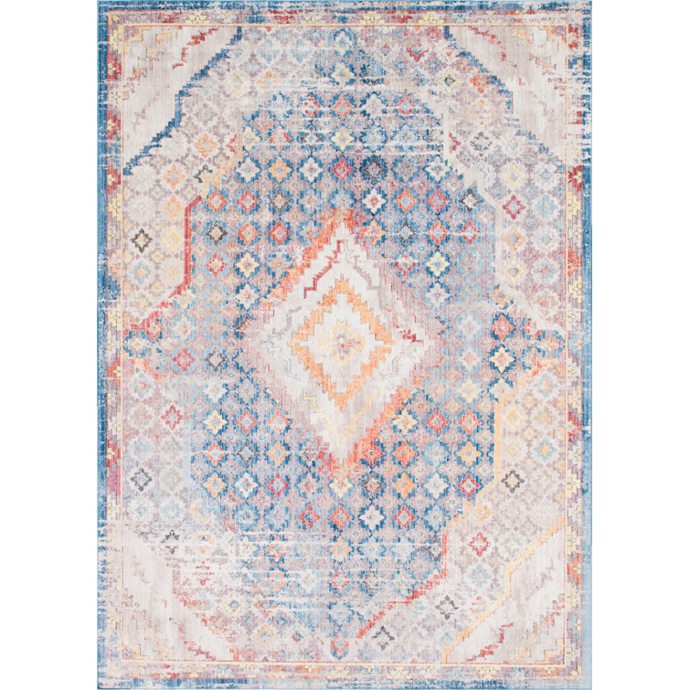 Bungalow Rose Rosamonde Oriental Blue/Orange Area Rug & Reviews Wayfair